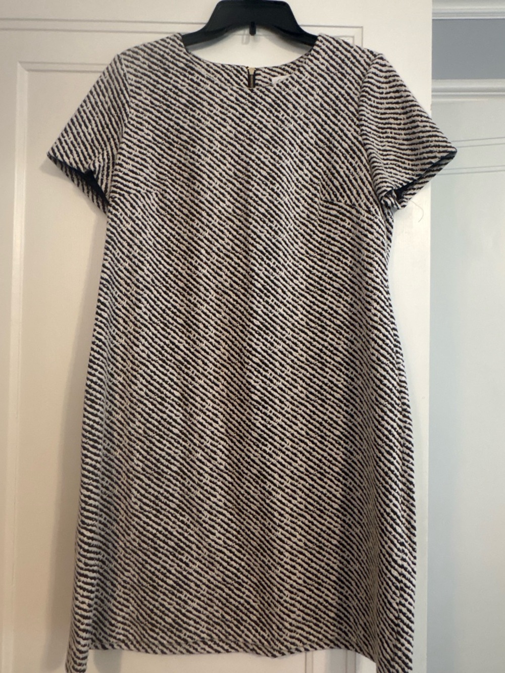 Calvin Klein Black and White Diagonal Pattern Shift Dress